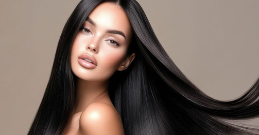 A beautiful young woman with a stunning head of black hair.