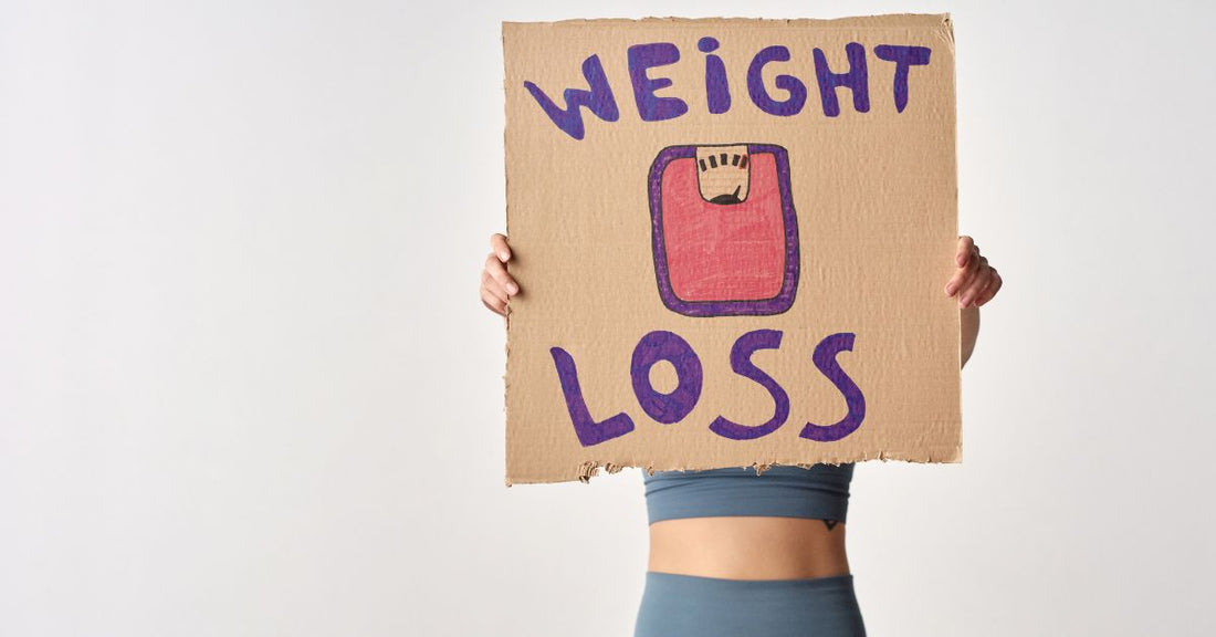 Signboard promoting weight loss tips and healthy lifestyle choices
