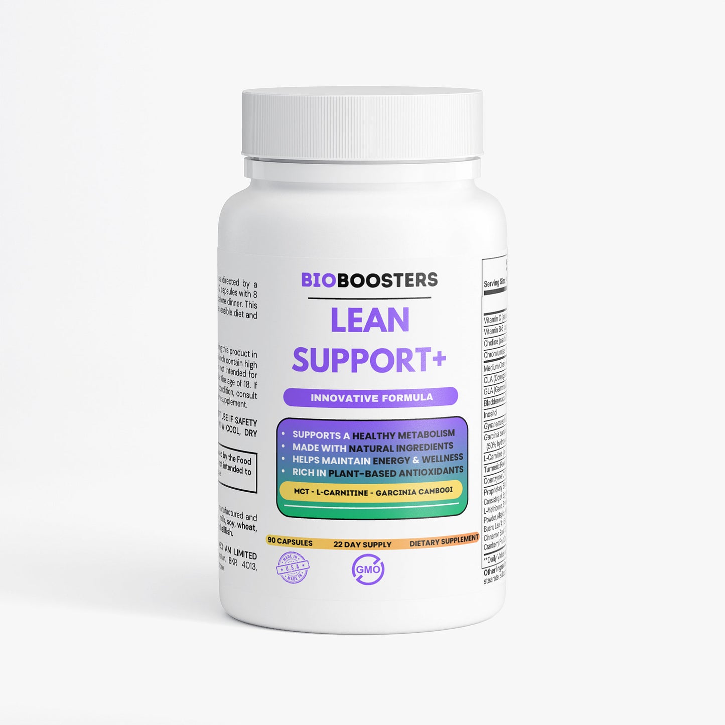 BioBoosters Lean Support+ supplement bottle on a white background