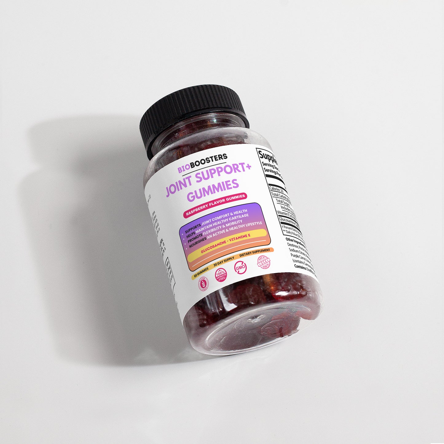 Bottle of BioBooster Joint Support Gummies on a white background