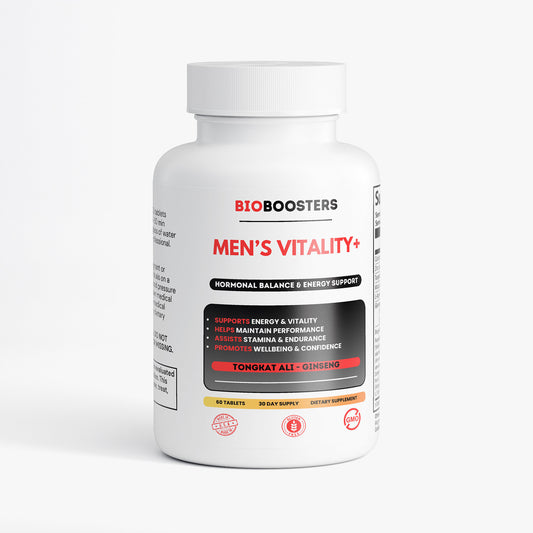 Bioboosters Men's Vitality supplement bottle on a white background
