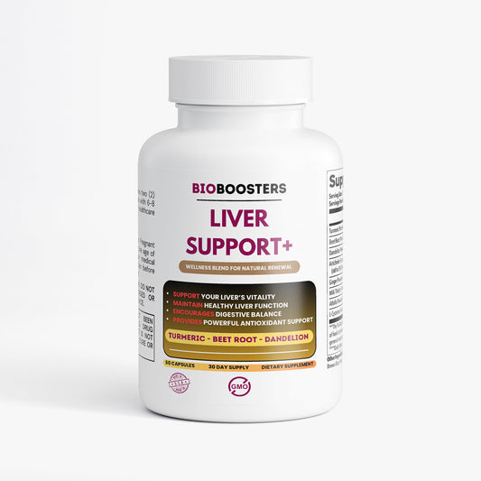 Bottle of Bioboosters Liver Support supplement on a white background