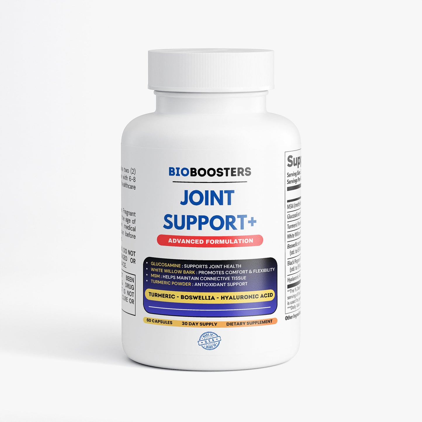 Bioboosters Joint Support supplement bottle on a white background